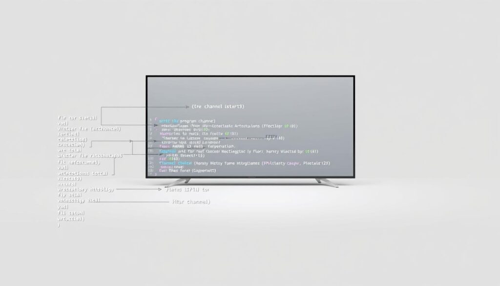 A detailed digital diagram of an IPTV XML EPG (electronic program guide) format, showcased against a sleek, minimalist backdrop. The foreground depicts a neatly structured XML file hierarchy, with nested tags and attributes meticulously arranged. The middle ground features a clean, modern interface displaying program information, channel logos, and intuitive navigation controls. The background is a soft, neutral tone, allowing the technical elements to take center stage. The lighting is crisp and even, highlighting the precision and clarity of the XML data structure. The overall composition conveys a sense of simplicity, functionality, and technological sophistication, befitting the "IPTV XML format" subject matter.