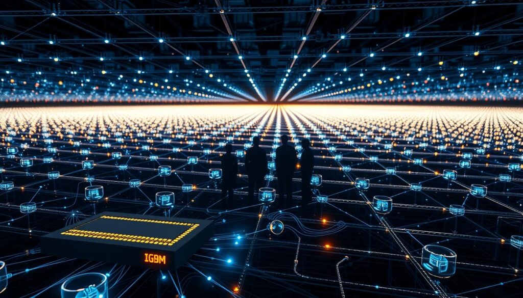 An intricate network of interconnected nodes, showcasing the IPTV IGMP protocol in action. In the foreground, a cluster of router icons representing the multicast routing infrastructure, their interfaces glowing with digital radiance. In the middle ground, a group of host devices, their silhouettes expressing the dynamic IGMP membership updates. The background depicts a expansive grid of virtual network segments, each pulsing with the rhythmic flow of IGMP messages. Subtle lighting accentuates the technical details, creating a sense of depth and complexity. The overall atmosphere conveys the fundamental mechanisms powering IPTV multicast delivery, ready to be explored.