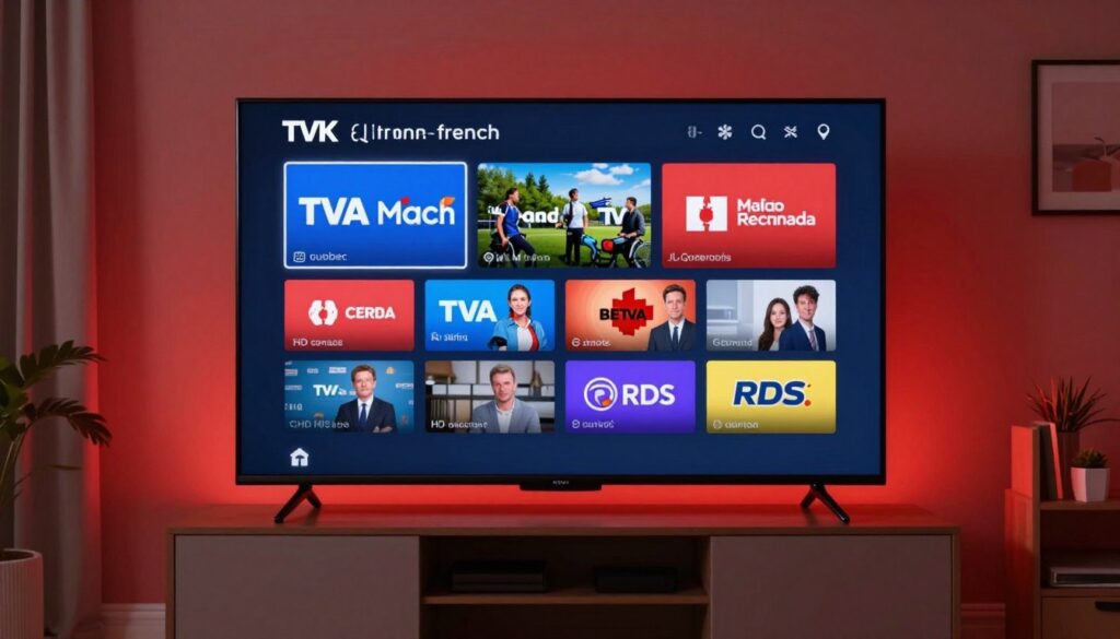 meilleur iptv quebec 2026 ecran television moderne affichant multiples chaines